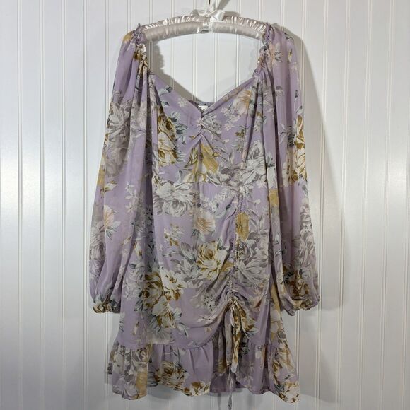 She + Sky Dresses & Skirts - Floral Womens Mini Dress Pastel Lilac Size L Cottagecore Romantic Coquette Fairy